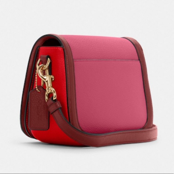 Coach Saddle In Colorblock With Horse And Carriage Crossbody Bag Violet Multi - Picture 6 of 11